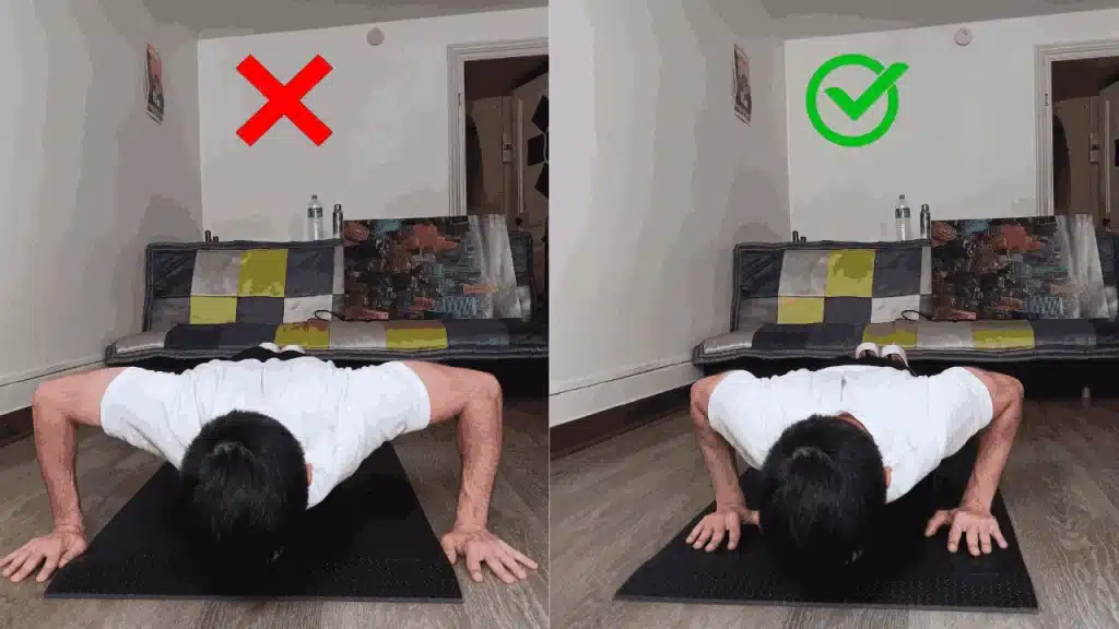 mains mal placées, erreur fréquente sur les pompes