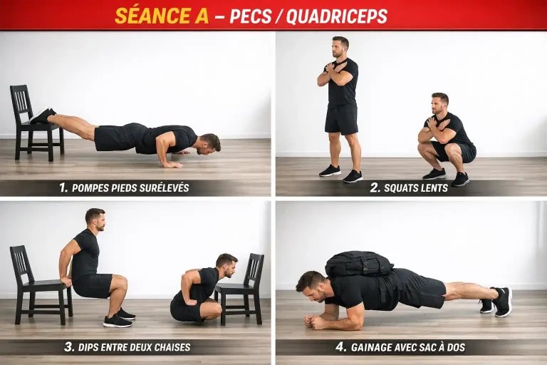 séance 1 programme poids de corps pectoraux et quadriceps