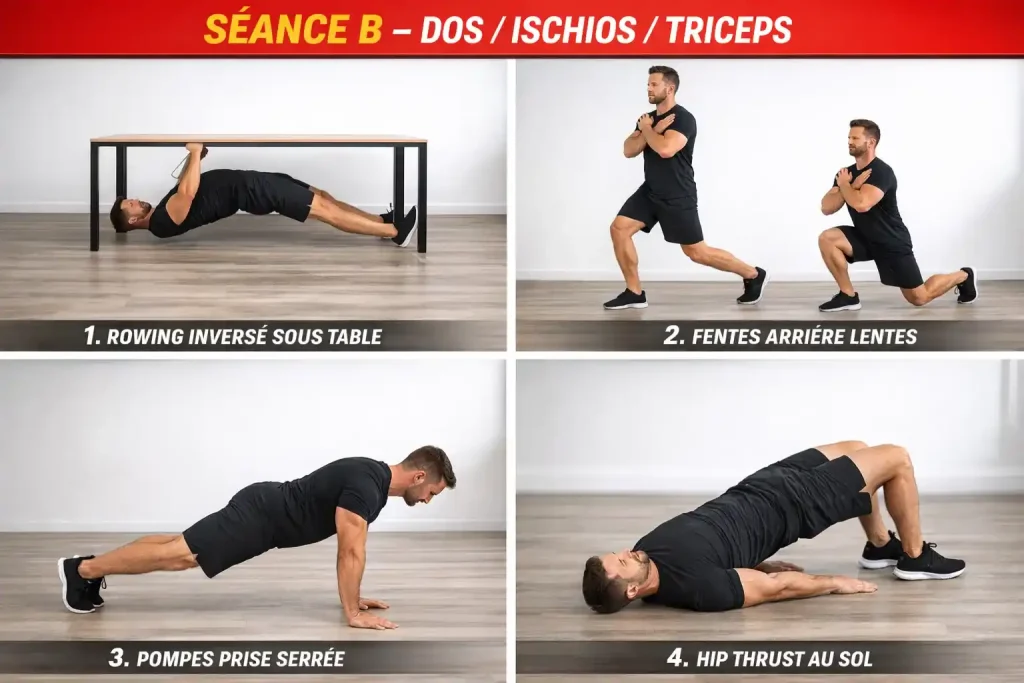 séance 2 programme poids de corps dos ischios triceps