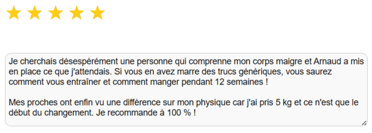 témoignage d'une personne ayant suivi le programme de Bébé Musclé