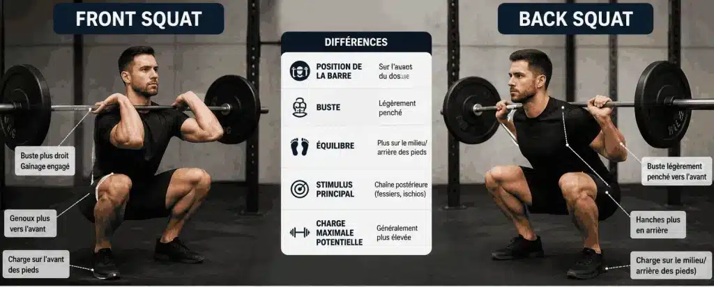 différences entre front squat et back squat