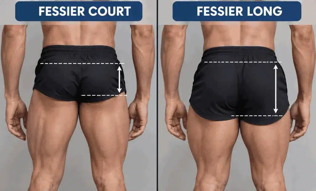 exemple de fessiers courts et longs