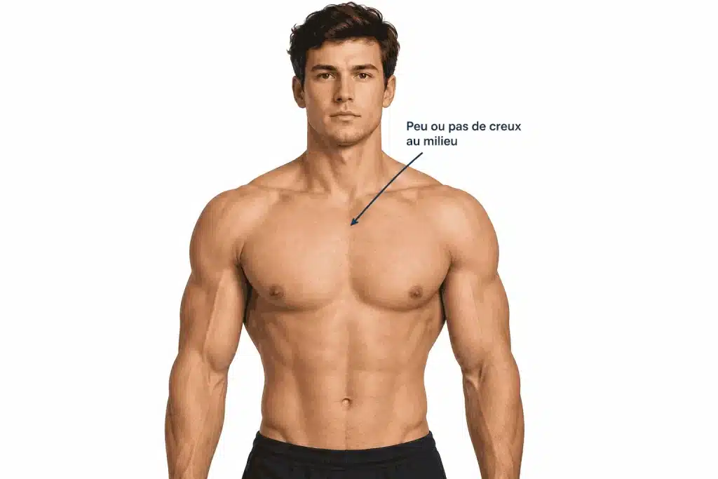 exemple de pectoraux longs sans creux au milieu