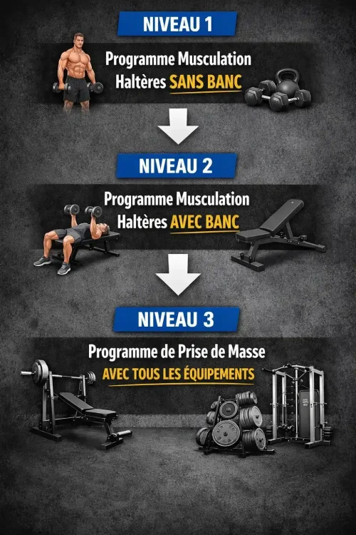 progression logique d'un programme avec haltères vers un programme plus complet